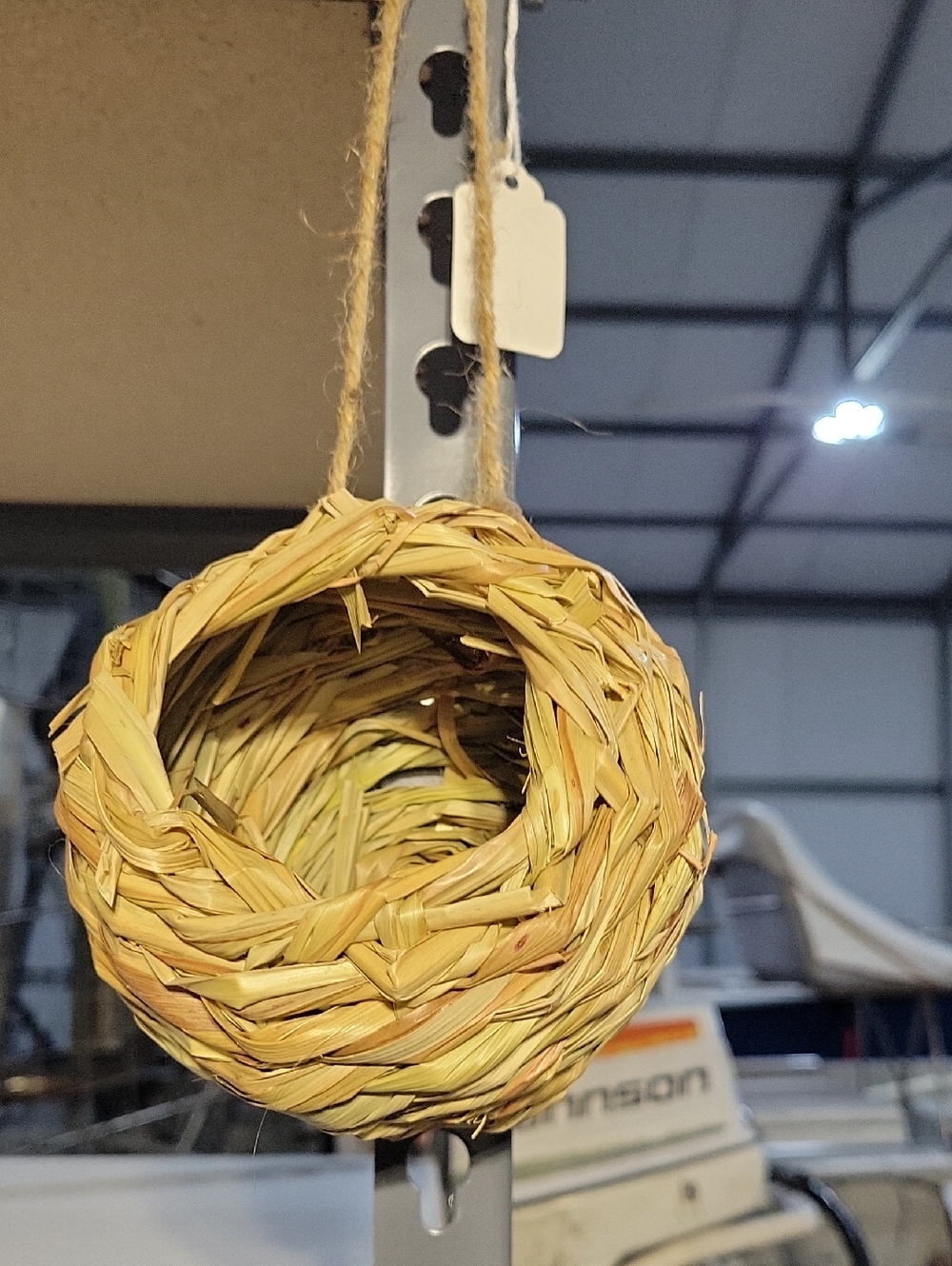 Handwoven Natural Straw Hummingbird Nest Hanging